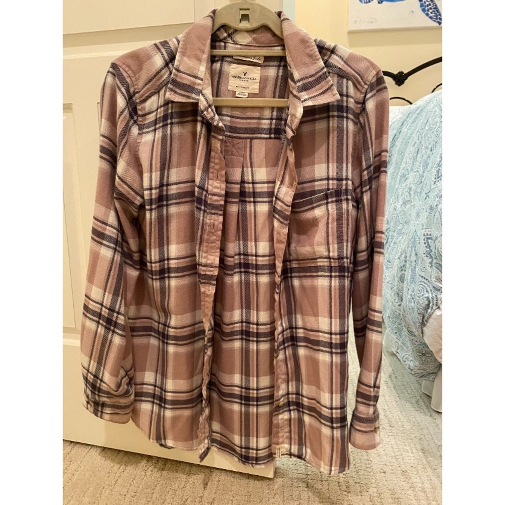 American Eagle Boyfriend Fit Flannel Shirt Size M